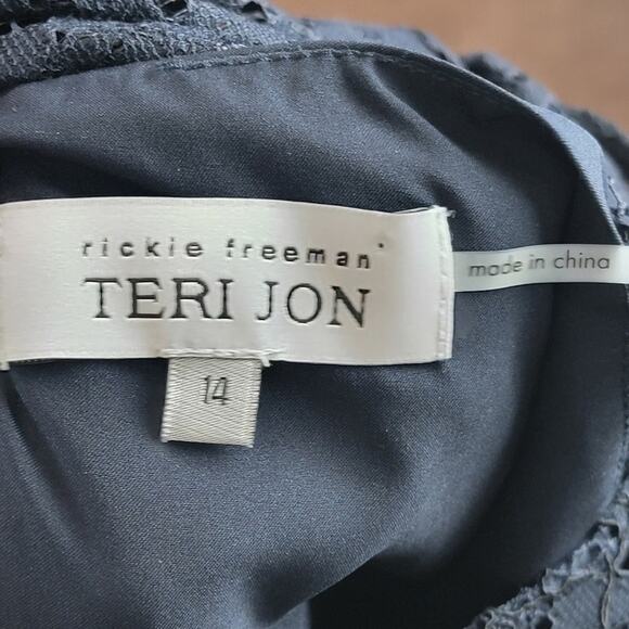 NWT Rickie Freeman Teri Jon Navy Lace Cocktail, Sz 14 - Picture 7 of 7